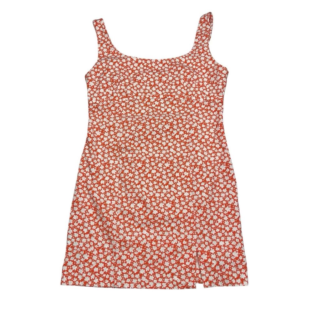 Mango Orange White Floral Mini Dress Size XL